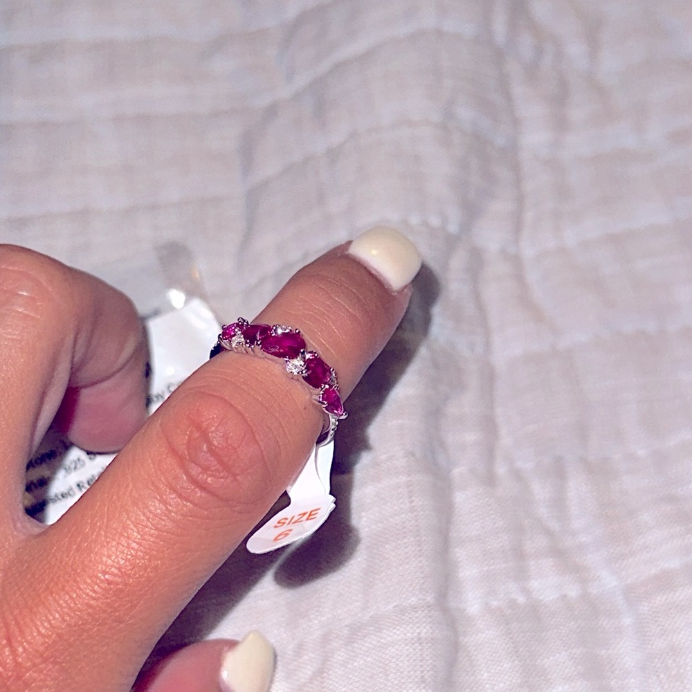 Size 6 Ruby on sterling silver, brand new!